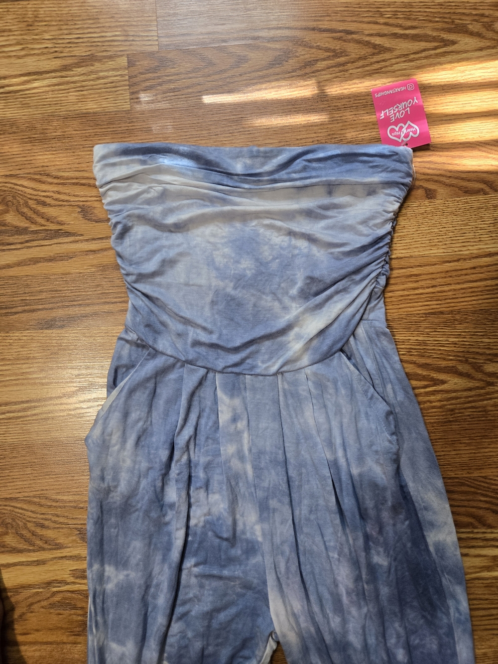 NWT Heart & Hips Strapless Blue Tie-Dye Jumpsuit Sz M - Picture 3 of 6